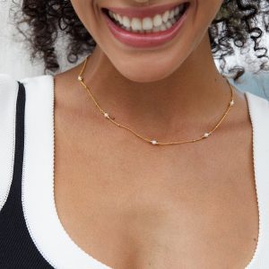 Sterling Silver Elegant Choker Pearl Necklace
