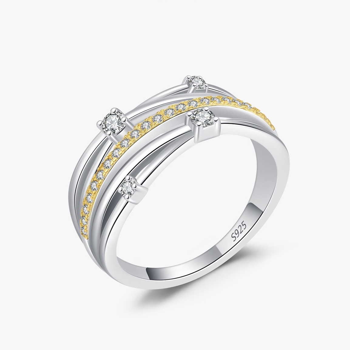 Sterling Silver Multi Layered Shimmer Ring Wholesale - Image 3
