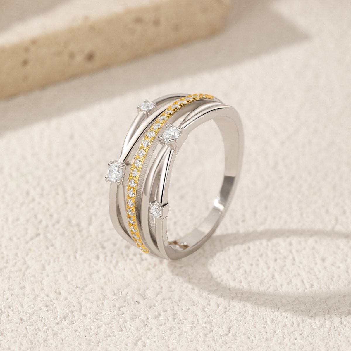 Sterling Silver Multi Layered Shimmer Ring Wholesale - Image 4